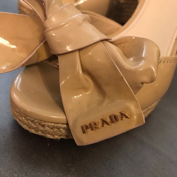 Prada Bow Wedges - Nude - Picture 2 of 8